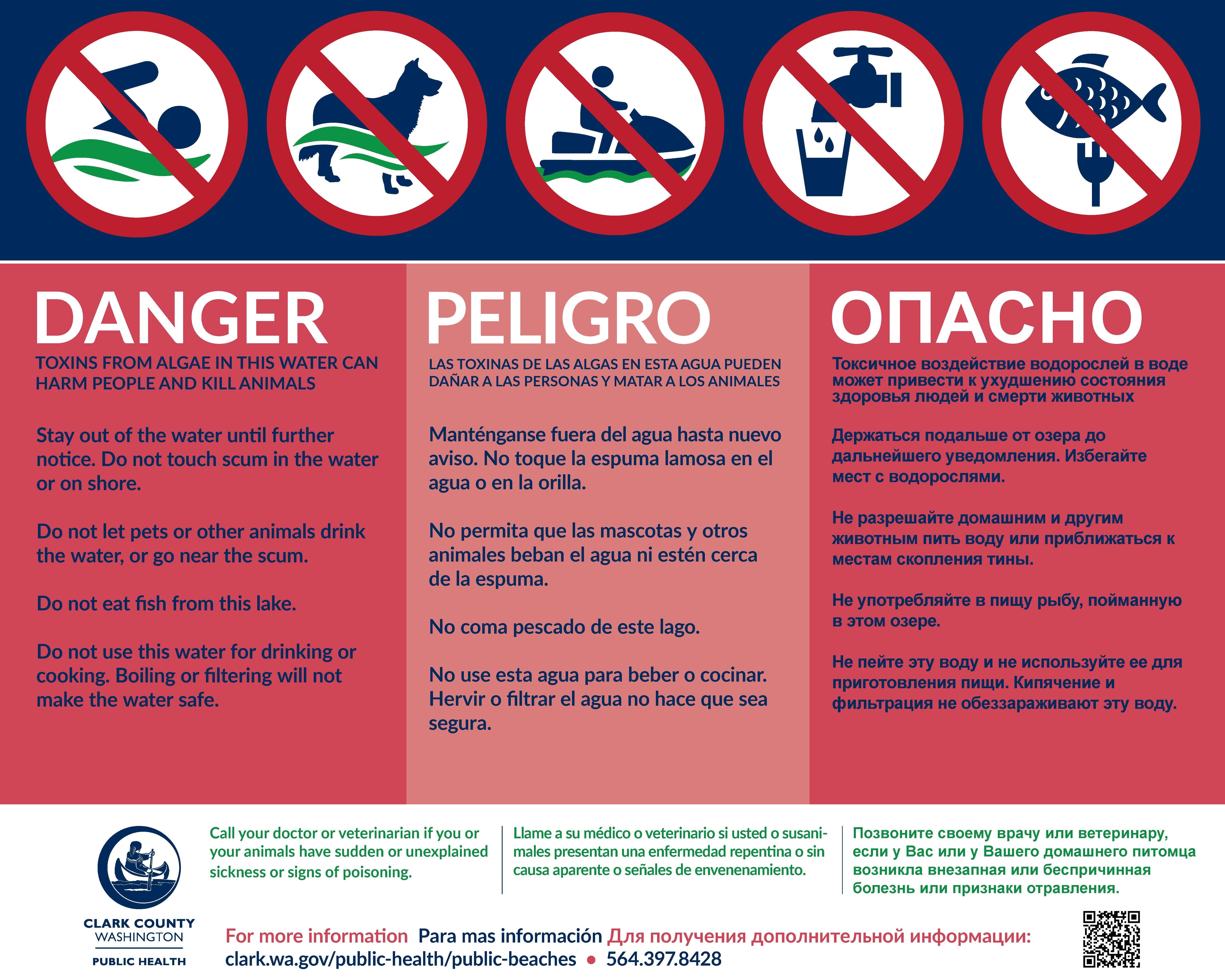 Toxic algae - danger sign