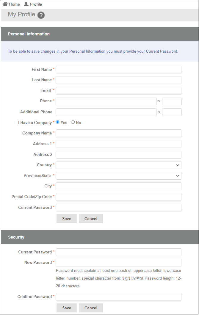 ePlan - profile screen