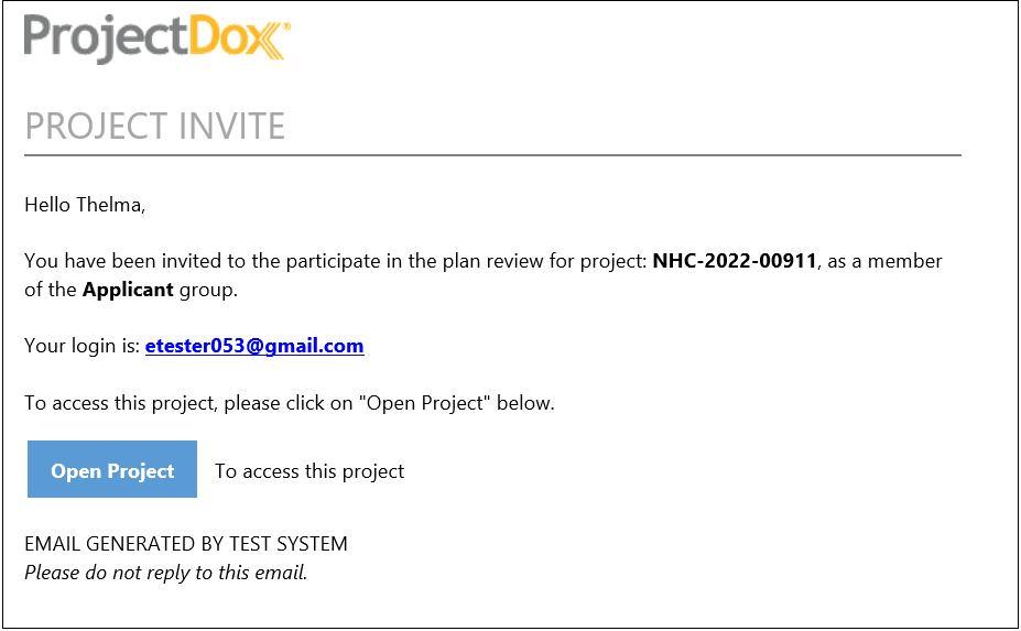 ePlan project invite email
